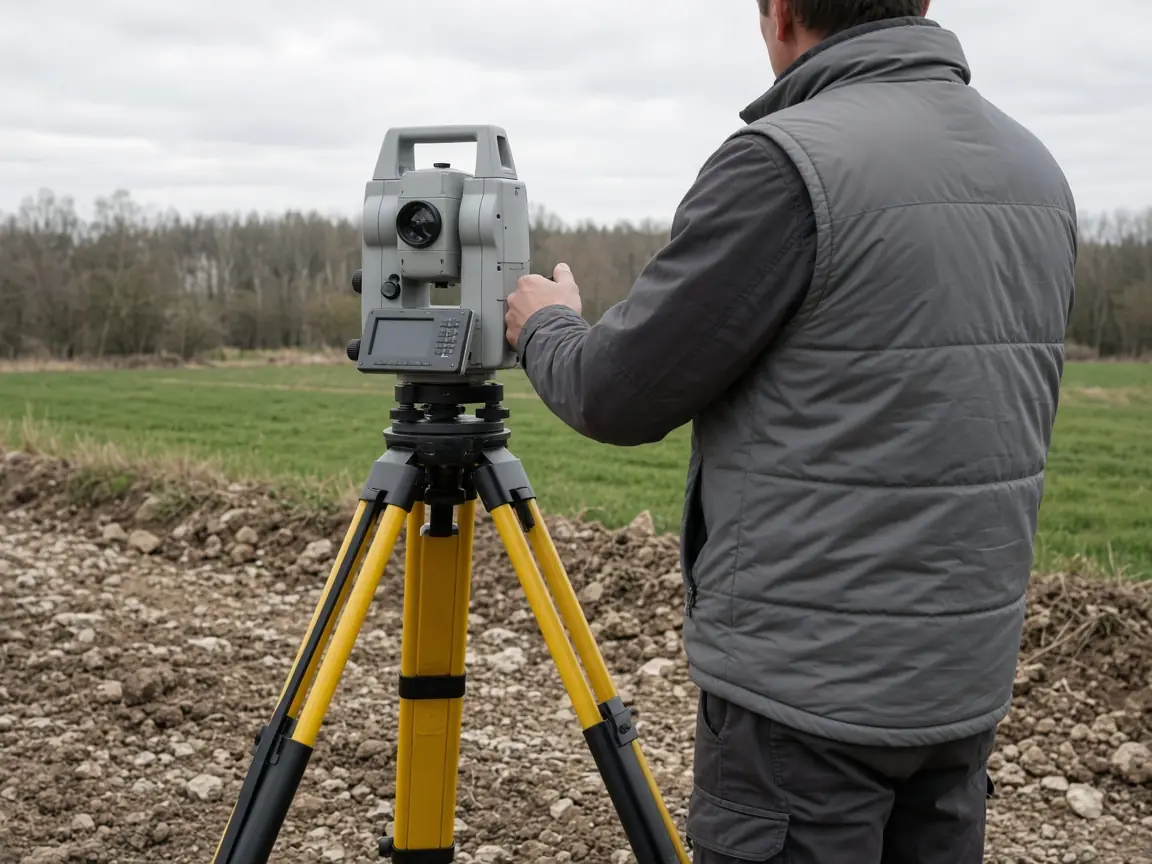 Total station ile yapılan arazi ölçümü.